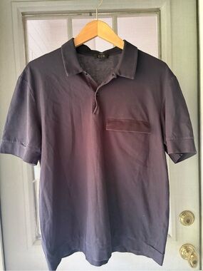 COS Navy Short-Sleeve Polo with Chest Pocket